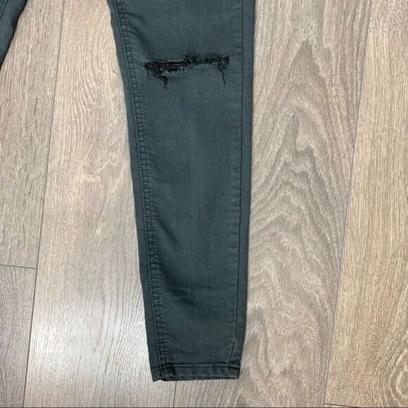 Asos Glamorous Ripped Knee Skinny Jeans Distressed Gray High Rise Waist - Picture 5 of 9